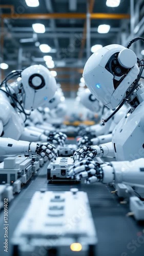 Wallpaper Mural Robots assembling components on production line inside an industrial facility Torontodigital.ca