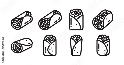 Burrito Line Art Delicious Fast Food Drawing