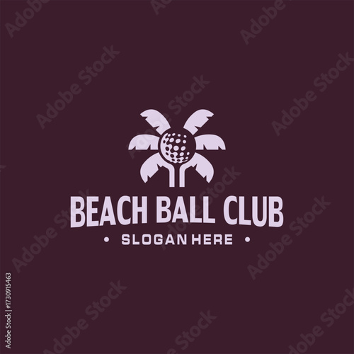 Beach Ball Club Logo Palm Tree amp Golf Ball Emblem