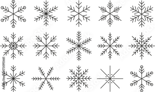 Snowflake & Winter Elements Set vector 