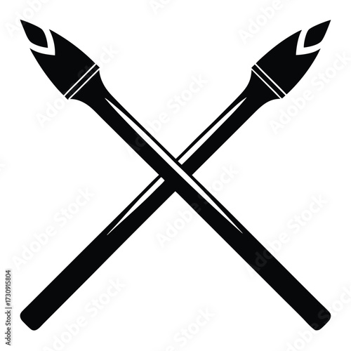 Illustration of two crossed spears in black color