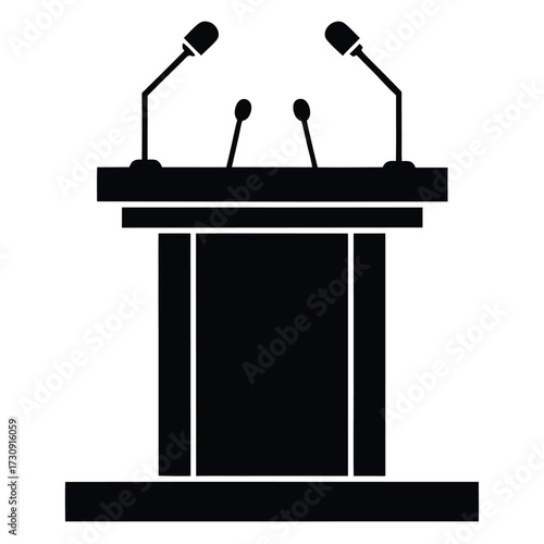 Podium with microphones for speech or presentation
