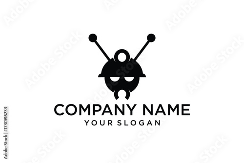 Robot Logo Design Template. Robotics Logo Icon. Technology Bot Logo. Vector Illustration.