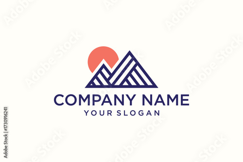 abstract mountain lineart logo design inspiration