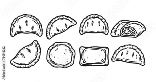 Calzone Line Art Modern Outline Food Icon