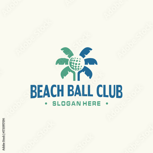 Beach Ball Club Logo Palm Tree amp Golf Ball Emblem