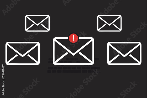 Envelopes with Red Alert Icon on Central Message email notification