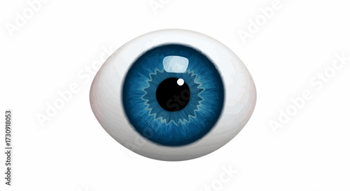 A Realistic Blue Eyeball Isolated on a White Background
