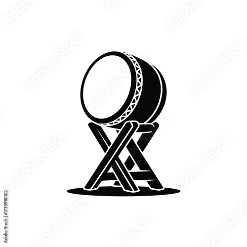 Traditional irish bodhrn drum on a stand silhouette art musician's percussion instrument