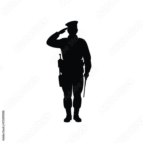 Saluting soldier silhouette military uniform person honoring flag remembrance respect service patriotism