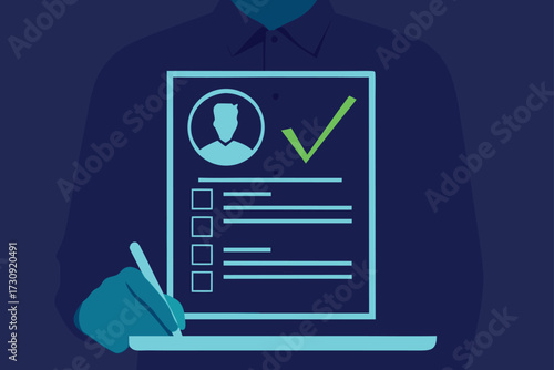 Person filling out a checklist on a tablet with a pen form application