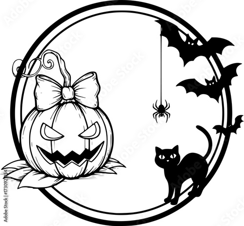 halloween set with frames, vector
