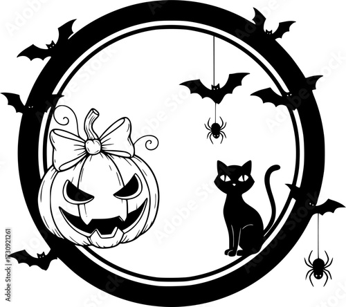 halloween set with frames, vector
