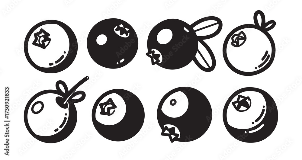 Fototapeta premium Cranberry Fruits Line Art Fresh Organic Food Vector