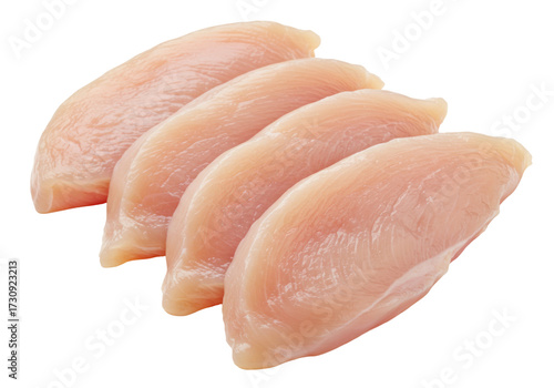 Fresh raw chicken breast fillets isolated, uncooked poultry meat cutlets for healthy cooking on transparent background PNG