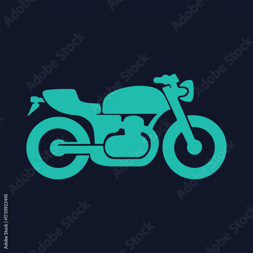 Minimal Vector Motorbike Illustration in Flat Style – Simple Modern Motorcycle Icon Design for Apps, Websites, Logos, Racing, Adventure Themes, and Print