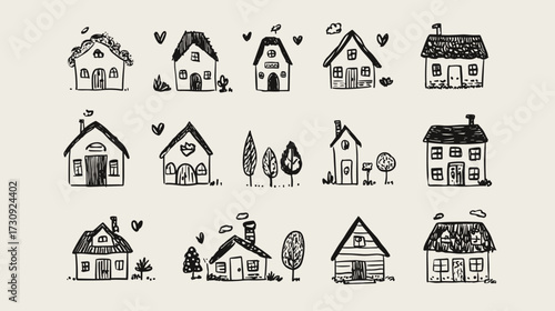 Hand-drawn houses collection