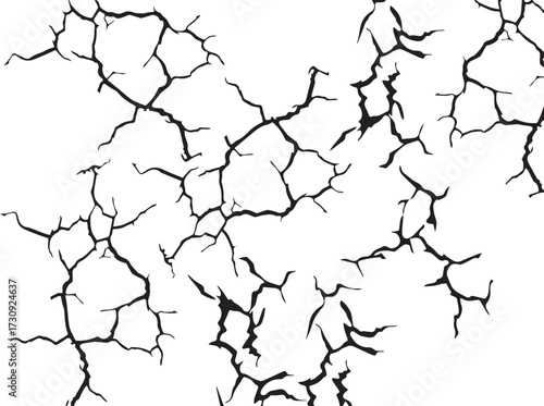 Abstract Broken Surface Cracks Texture Isolated on White