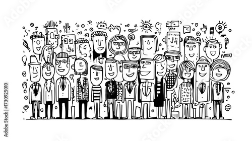Cartoon characters group illustration