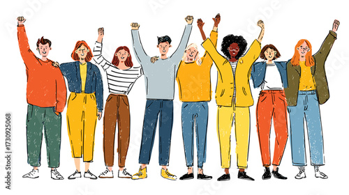 Diverse group celebrating together