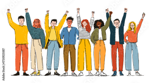 Diverse group celebrating unity and empowerment