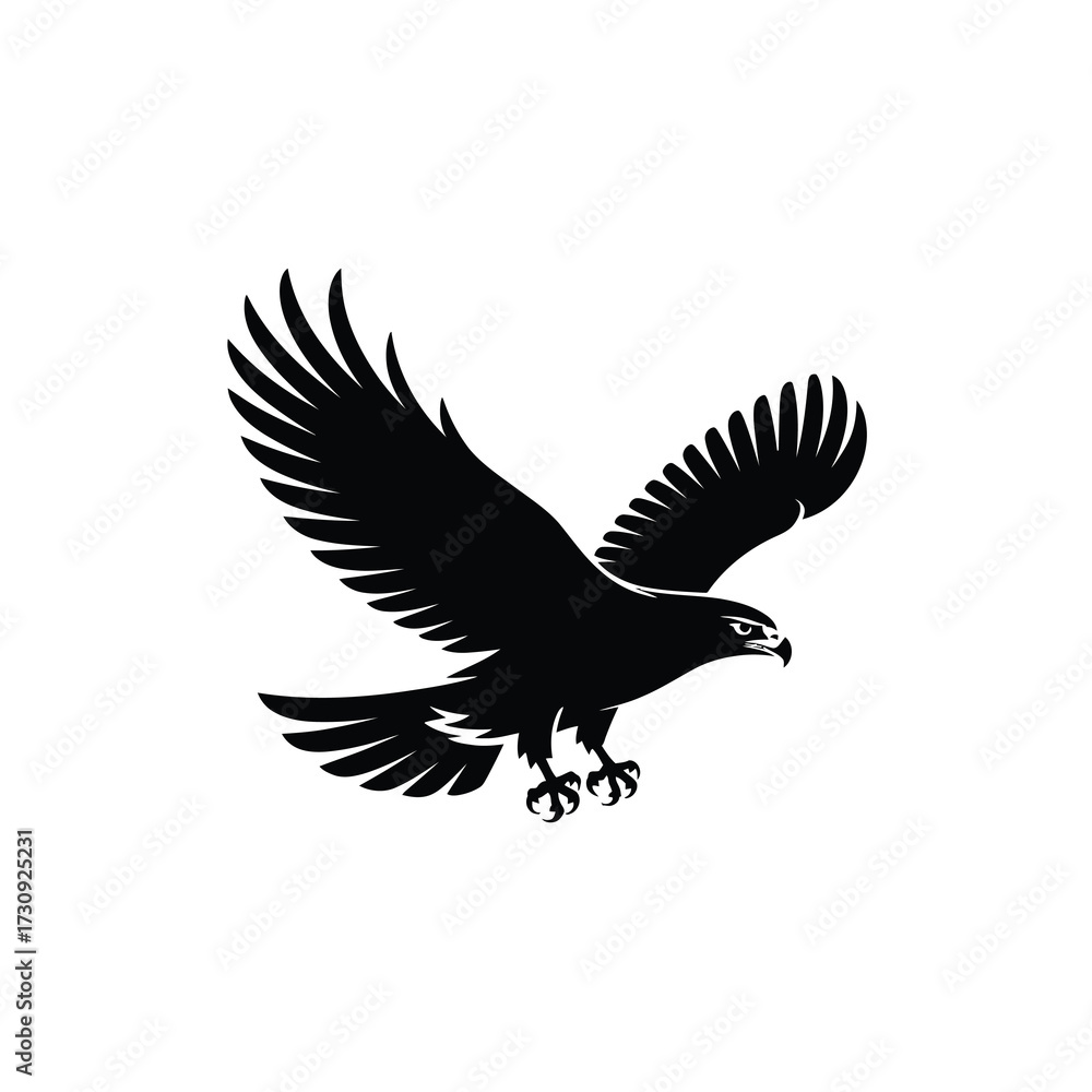 Obraz premium Majestic black eagle soaring mid-flight with wings spread wide captivating wild beauty