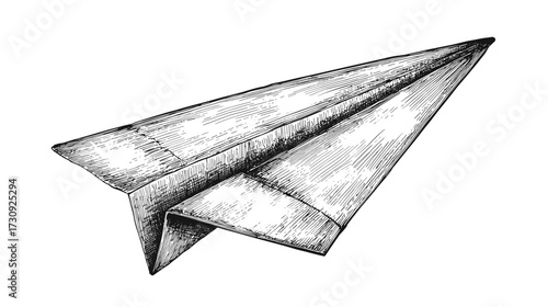 Hand-drawn paper airplane sketch
