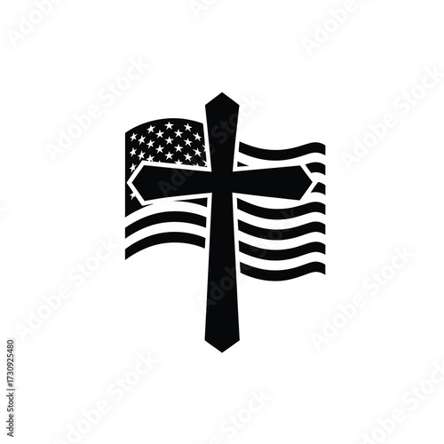 Symbol of faith and patriotism a christian cross overlaying the american flag