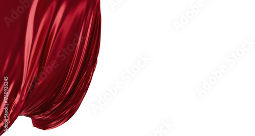 Φωτογραφία red silky satin draped curtain, transparent background