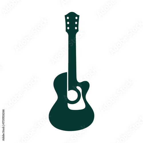 Minimal Vector Guitar Illustration in Flat Style – Simple Acoustic or Electric Guitar Icon Design for Music Apps, Posters, Logos, Web, and Print