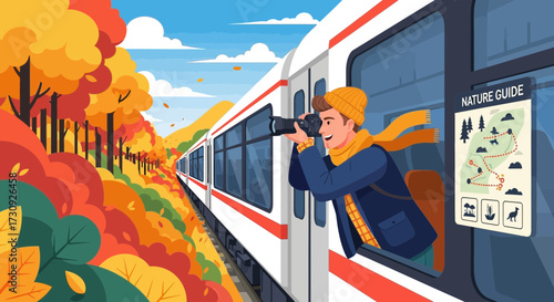Capturing autumnal beauty: a photographer's journey on a vibrant train ride