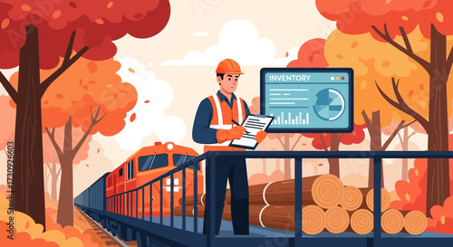 Autumn Logistics: An Orange Train Transporting Timber with Efficient Inventory Management