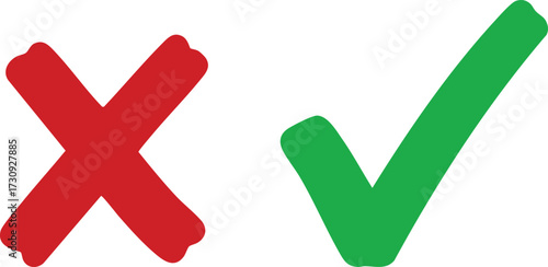 Vector art of red cross mark and green check mark