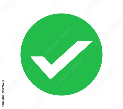 Simple Isolated green tick check mark icon for approval sign