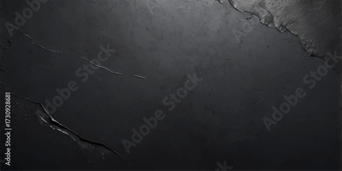 Dark and textured grunge wall with a vintage concrete surface provides a rough backdrop for a blank black chalkboard design