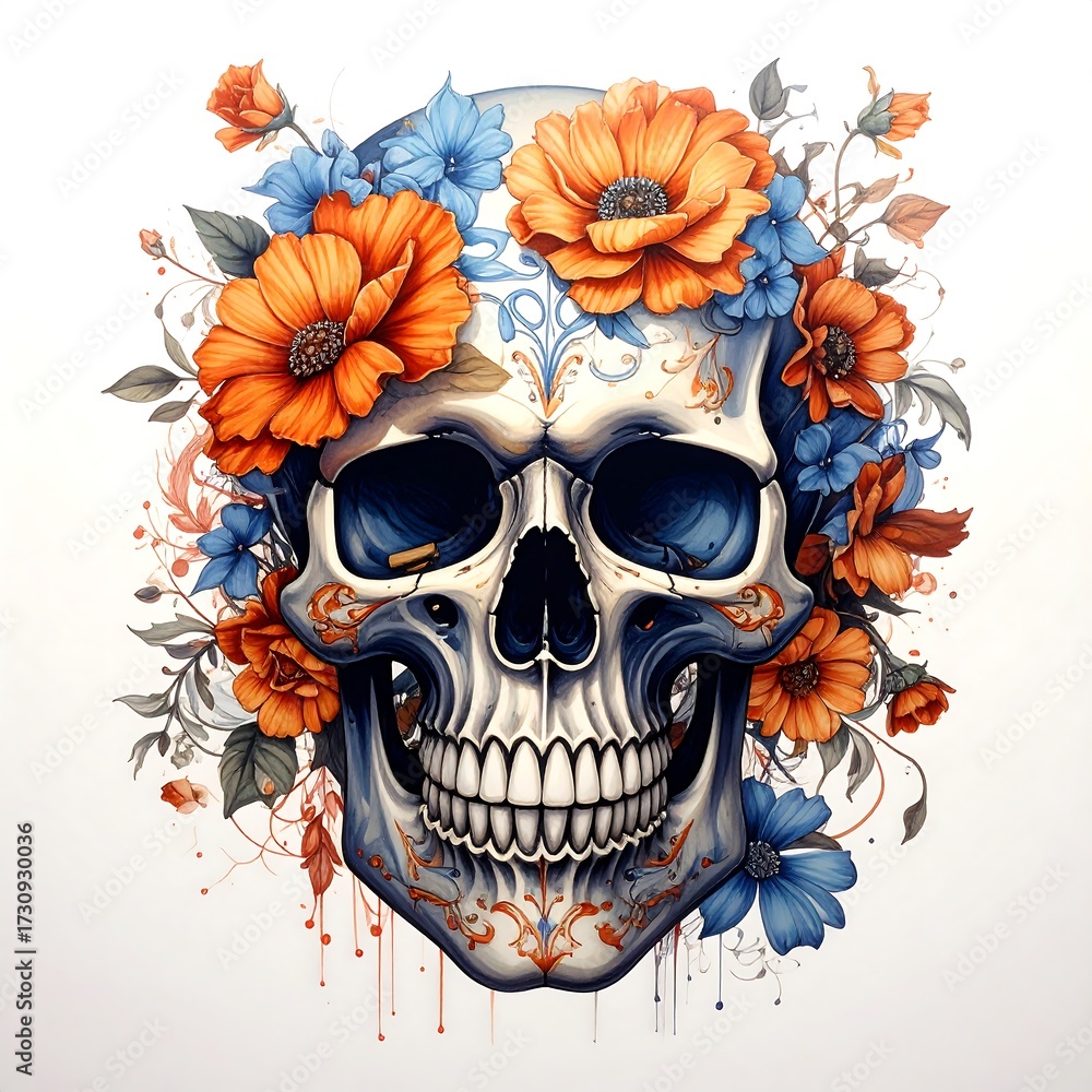 Fototapeta premium Floral Skull Art Design.