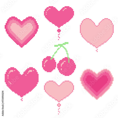 set of pink hearts