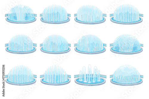 Evolution and patterns of dynamic water fountains in urban design