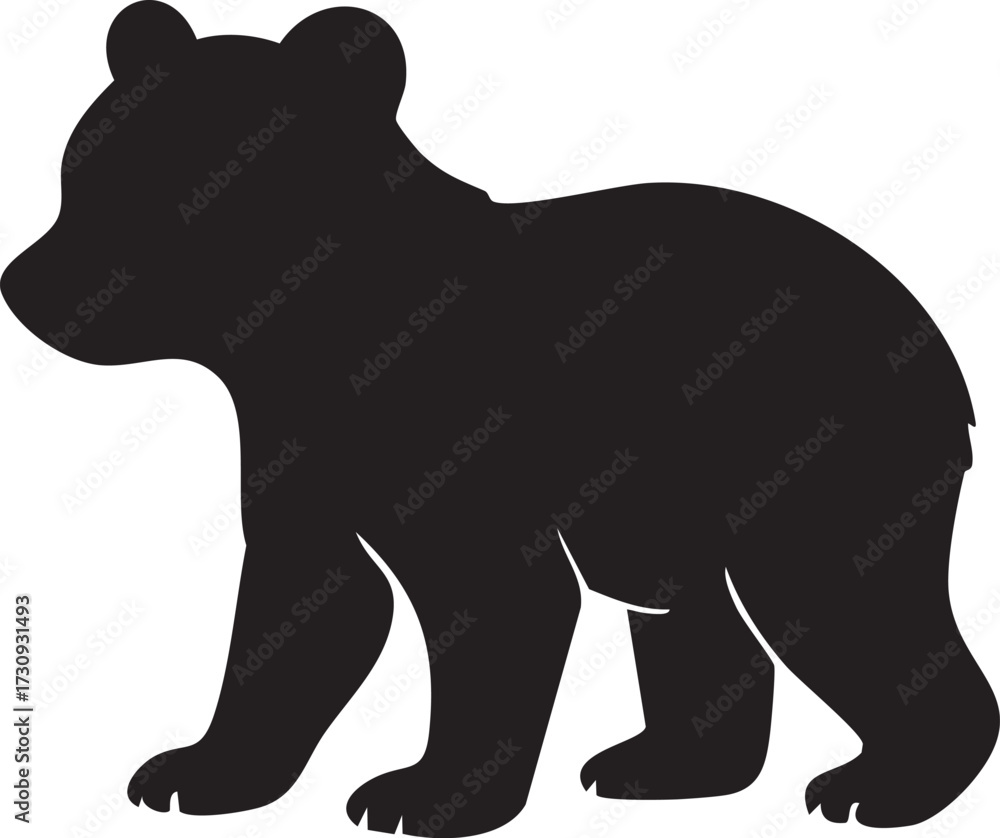 Naklejka premium Bear cub (baby bear) silhouette vector