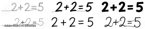 Handwritten 2 Plus 2 Equals 5 Vector Doodles