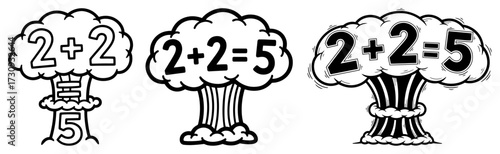 Nuclear Mushroom Cloud 2 Plus 2 Equals 5 Emblems Set