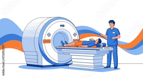 Magnetic resonance imaging procedure with patient and medical staff concept design