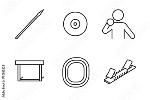 Olympic sports icons: javelin discus shot put high jump track long jump