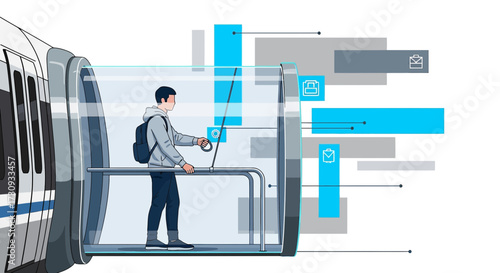 Modern Transportation and Information Exchange in a Futuristic Train Compartment Concept