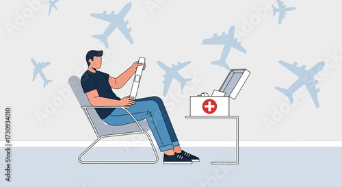 Preparing for air travel with essential medical supplies and digital assistance