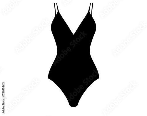 a black and white silhouette of a swimsuitbandeau, bikini, bikini top, black, hanger, profile, swimwear, underclothes 