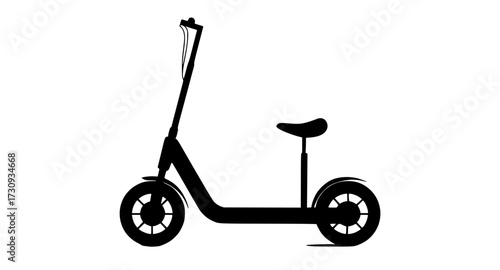 a silhouette of an electric scooter with a seatblack, illustration, moped, profile, scooter 
