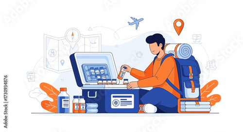 Vaccine transport and distribution during global health crisis concept illustration