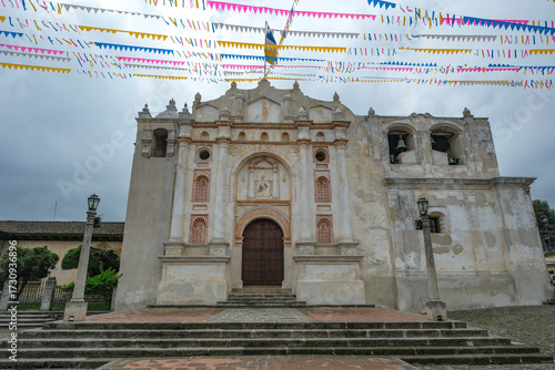 San Juan del Obispo, Guatemala - June 27, 2025: San Juan del Obispo Church dedicated to Saint John the Baptist in San Juan del Obispo, Guatemala.
