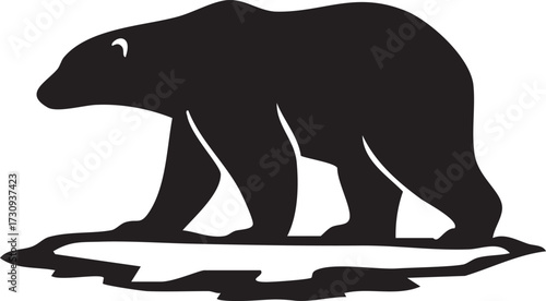 Polar bear silhouette vector (on ice, snow)